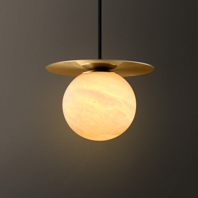 Orbita Alabaster Globe Pendant by Dalmivik, product or room detail view