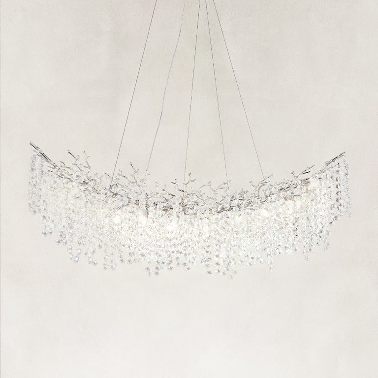 Crystal Branch Rectangular Chandelier, 55 in - Gold complete fixture