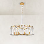 Cascade Crystal Disc Chandelier, 30 in - 30 in / Brushed Titanium Gold complete fixture