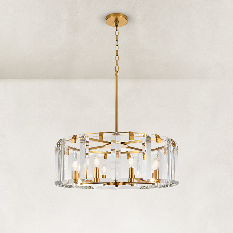 Cascade Crystal Disc Chandelier, 30 in - 30 in / Brushed Titanium Gold complete fixture
