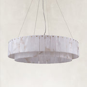Layered Alabaster Ring Chandelier, 31.5 in - Gold complete fixture