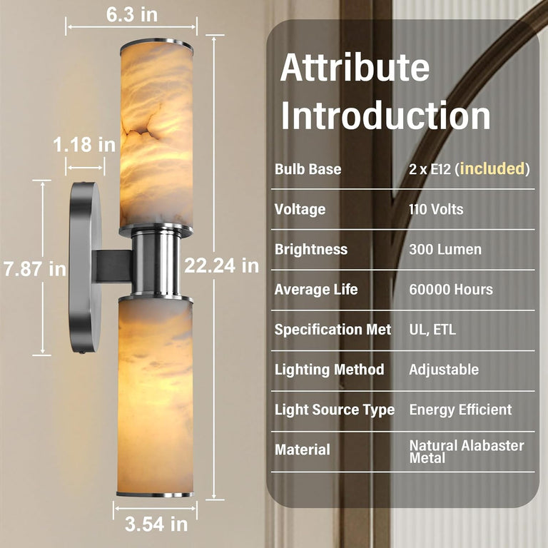 22.2" Alabaster Wall Sconce by Dalmivik, product or room detail view