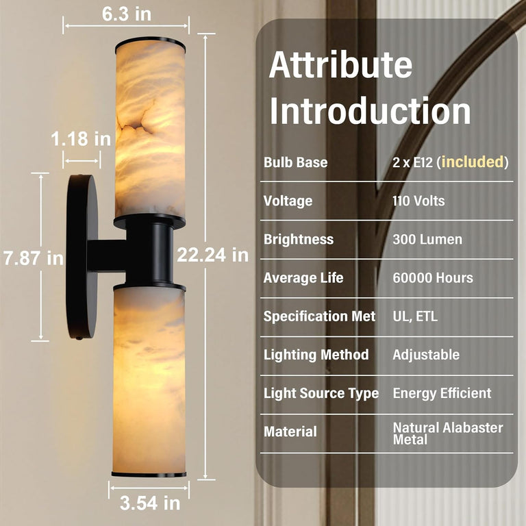 22.2" Alabaster Wall Sconce by Dalmivik, product or room detail view
