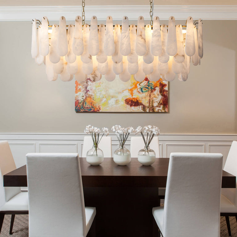 Alabaster Feather Linear Dining Pendant 47.2"L by Dalmivik, product or room detail view