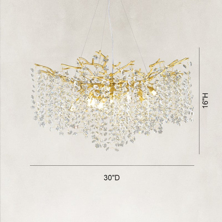 30-inch crystal branch chandelier dimension drawing.