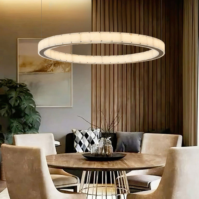 Madison Round Alabaster Chandelier by Dalmivik, product or room detail view