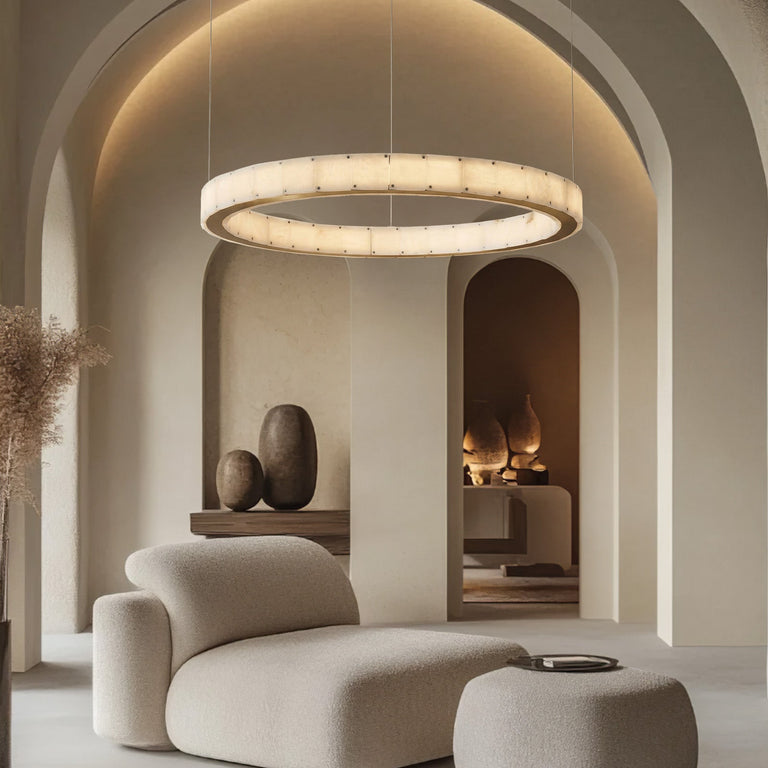 Madison Round Alabaster Chandelier by Dalmivik, product or room detail view