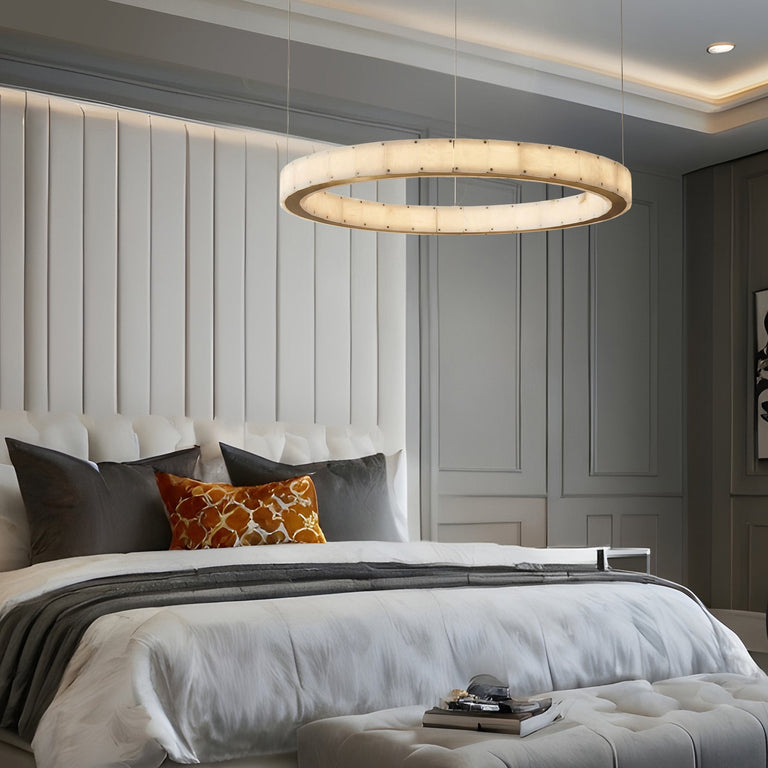 Madison Round Alabaster Chandelier by Dalmivik, product or room detail view