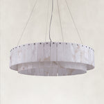 Layered Alabaster Ring Chandelier, 31.5 in - Black complete fixture