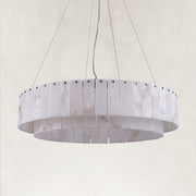 Layered Alabaster Ring Chandelier, 31.5 in - Black complete fixture