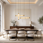 Linea Modern Brass Linear Pendant Light by Dalmivik, product or room detail view