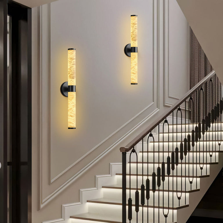 Anello Alabaster Black Wall Sconce 24" H by Dalmivik, product or room detail view