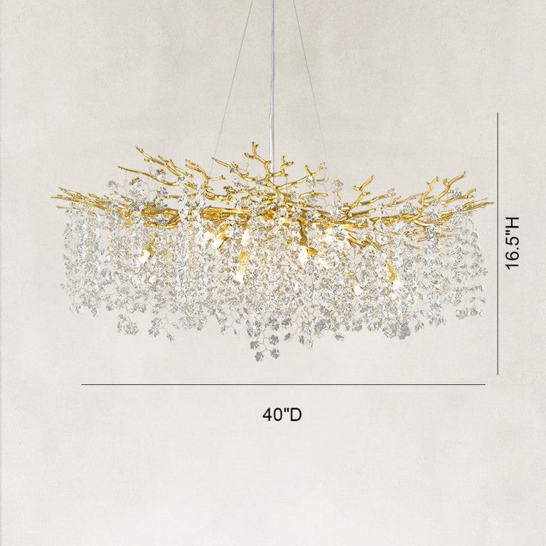 40-inch crystal branch chandelier dimension drawing.