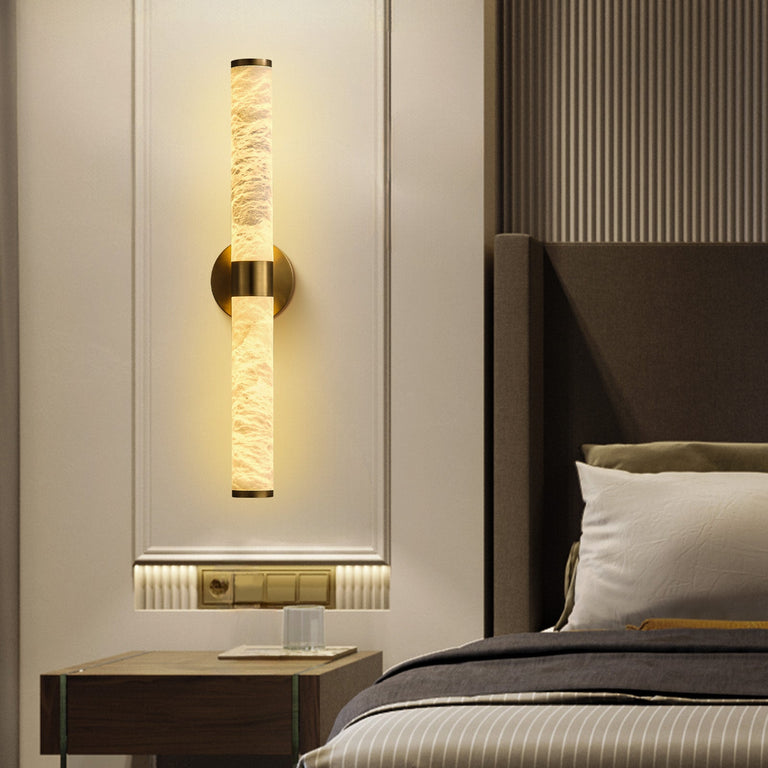 Anello Modern Linear Alabaster Sconce by Dalmivik, product or room detail view
