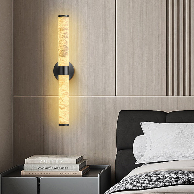 Anello Alabaster Black Wall Sconce 24" H by Dalmivik, product or room detail view