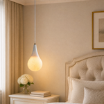 Teardrop Modern Alabaster Pendant Light by Dalmivik, complete fixture view