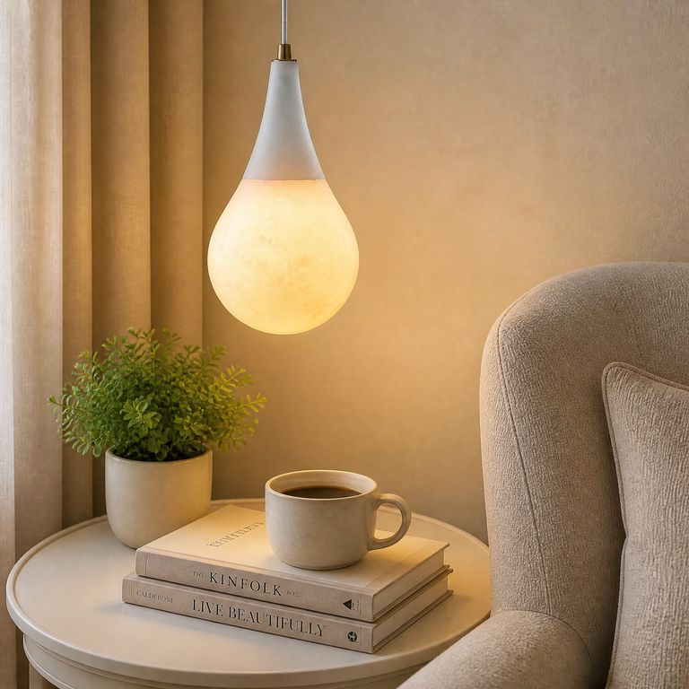 Teardrop Modern Alabaster Pendant Light by Dalmivik, product or room detail view