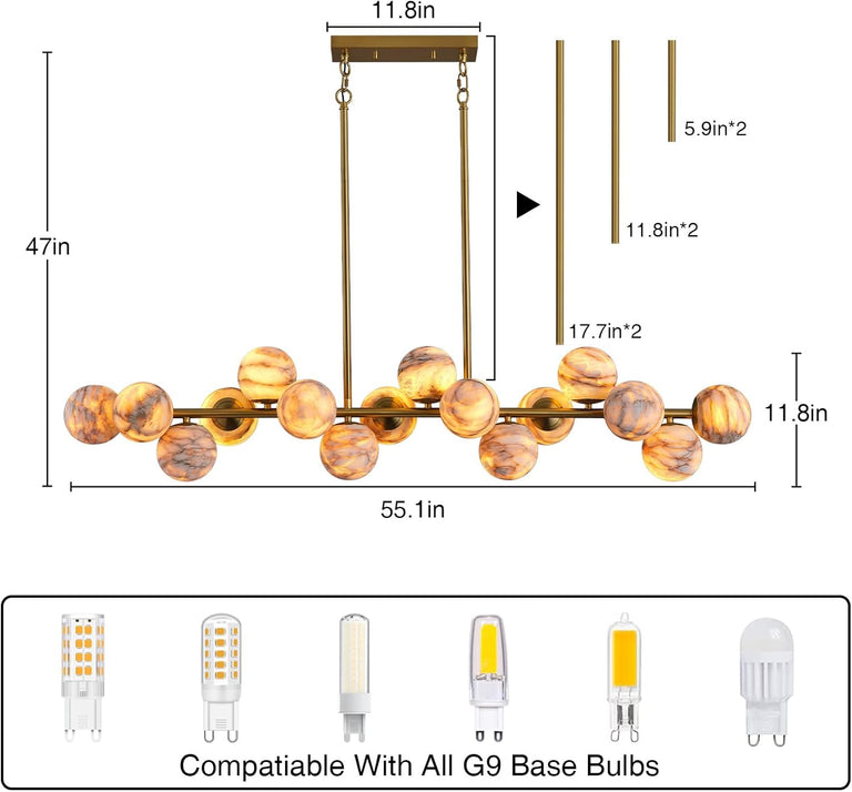 Modern Round Alabaster Chandelier by Dalmivik, product or room detail view