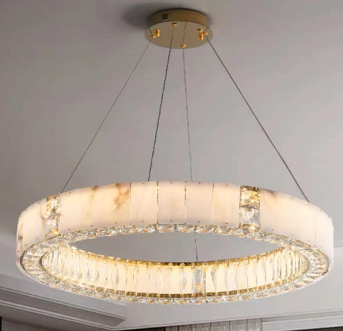 Celine Contemporary Alabaster Pendant Light 23.6" D by Dalmivik, complete fixture view