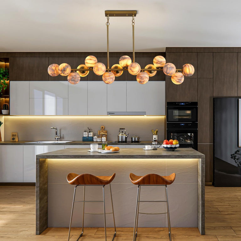 Modern Round Alabaster Chandelier by Dalmivik, product or room detail view