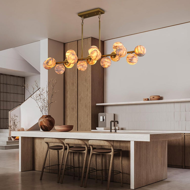 Modern Round Alabaster Chandelier by Dalmivik, product or room detail view