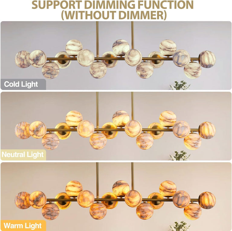 Modern Round Alabaster Chandelier by Dalmivik, product or room detail view