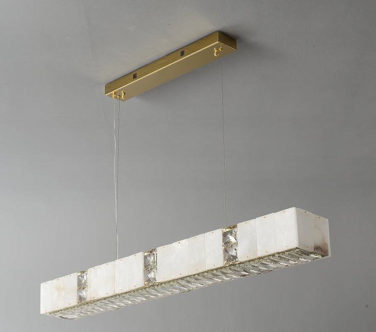 Celine Contemporary Alabaster Light Pendant 39.4" L by Dalmivik, complete fixture view