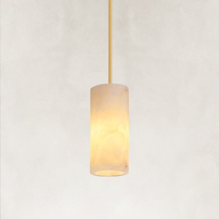 Sculpted Alabaster Mini Pendant - Gold complete fixture