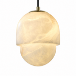 Hollis Minimalist Brass Alabaster Pendant Light 8.3" D by Dalmivik, complete fixture view