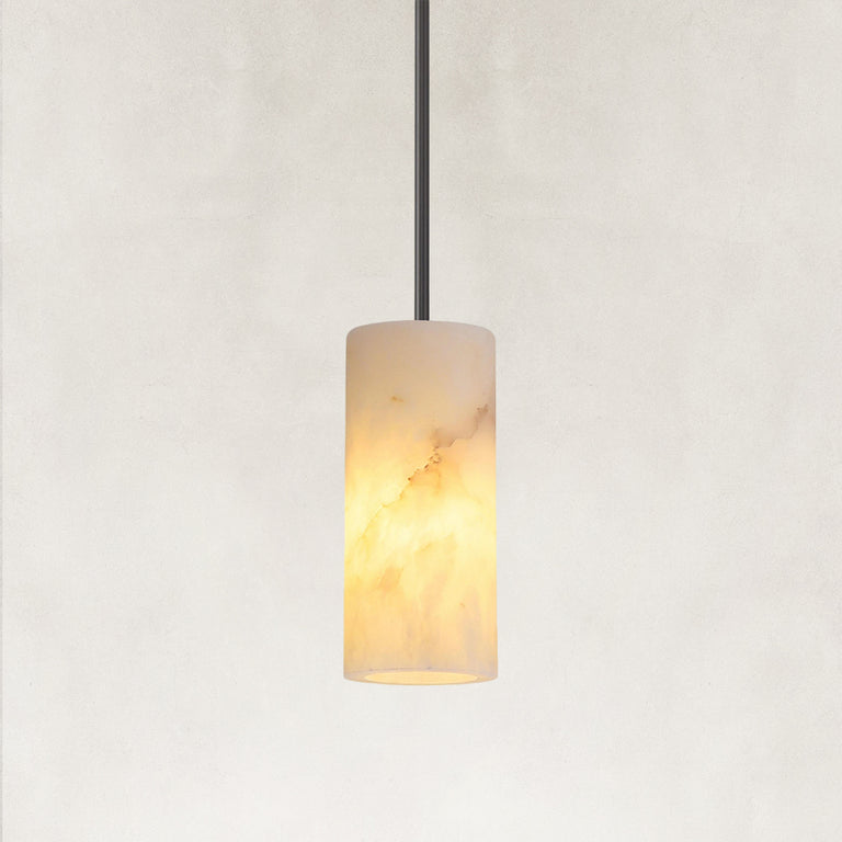 Sculpted Alabaster Mini Pendant - Black complete fixture
