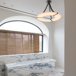 Alabaster Halo Pendant Light – Black & White LED Chandelier by Dalmivik, product or room detail view