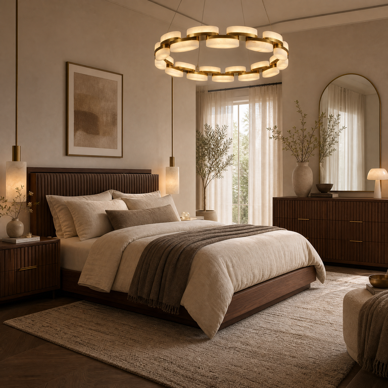 Amara Alabaster Round Ring Chandelier by Dalmivik, product or room detail view
