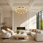 Amara Alabaster Round Ring Chandelier by Dalmivik, product or room detail view