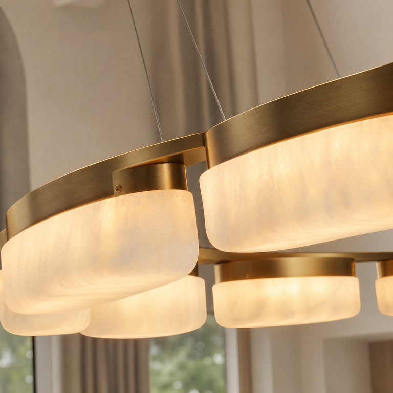 Amara Modern Ring Alabaster Chandelier by Dalmivik, product or room detail view