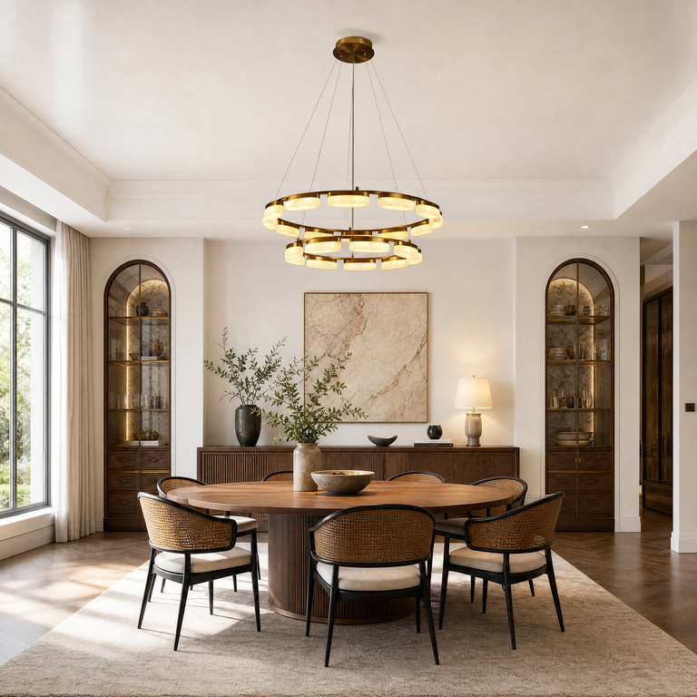 Amara Modern Ring Alabaster Chandelier by Dalmivik, product or room detail view