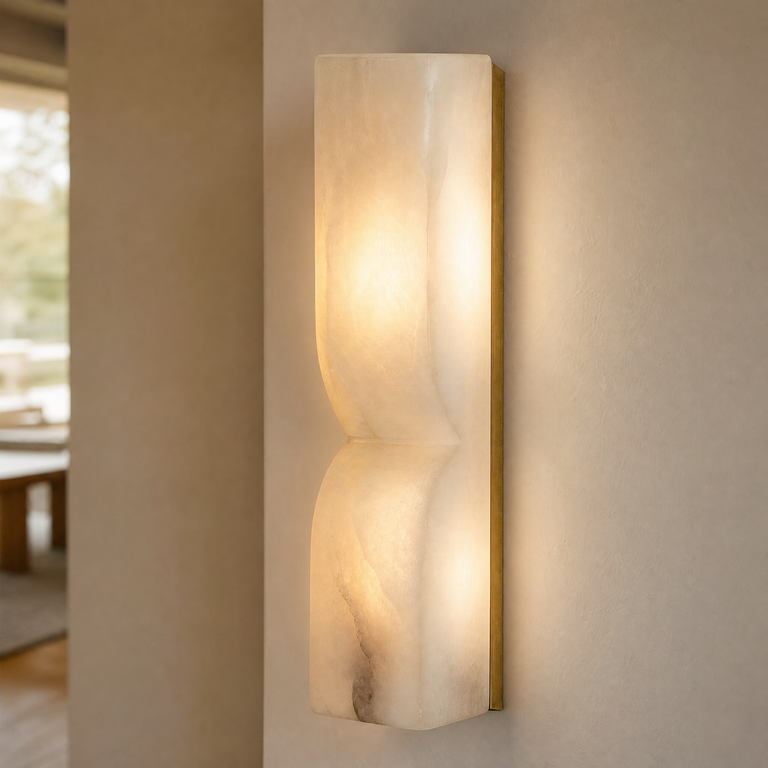 Anello Alabaster Vertical Wall Sconce by Dalmivik, product or room detail view