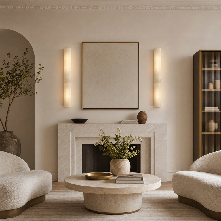 Anello Alabaster Vertical Wall Sconce by Dalmivik, product or room detail view