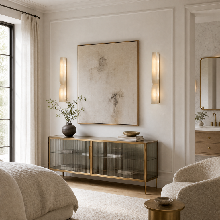 Anello Alabaster Vertical Wall Sconce by Dalmivik, product or room detail view