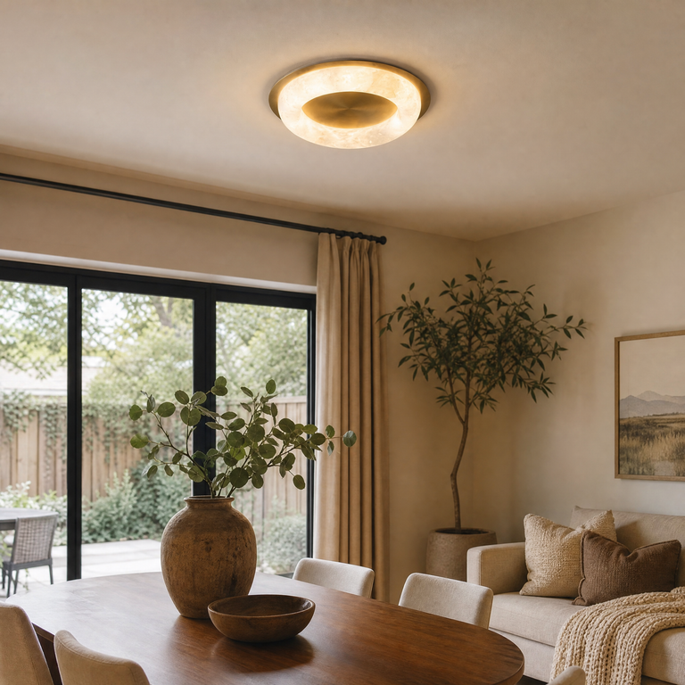 Anello Modern Alabaster Ceiling Light by Dalmivik, product or room detail view