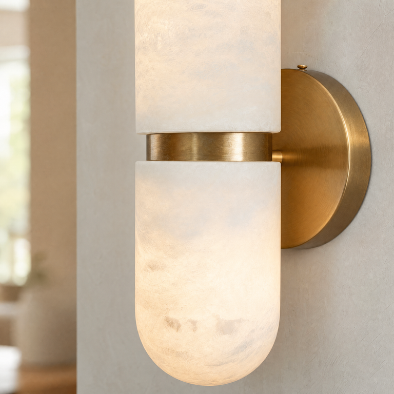 Anello Modern Brushed Brass Wall Sconce by Dalmivik, product or room detail view