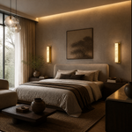 Celine Minimalist Alabaster Wall Sconce by Dalmivik, product or room detail view