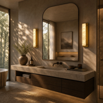 Celine Minimalist Alabaster Wall Sconce by Dalmivik, product or room detail view