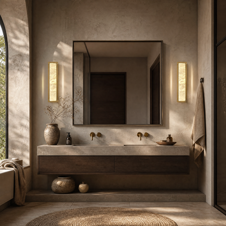 Celine Minimalist Alabaster Wall Sconce by Dalmivik, product or room detail view