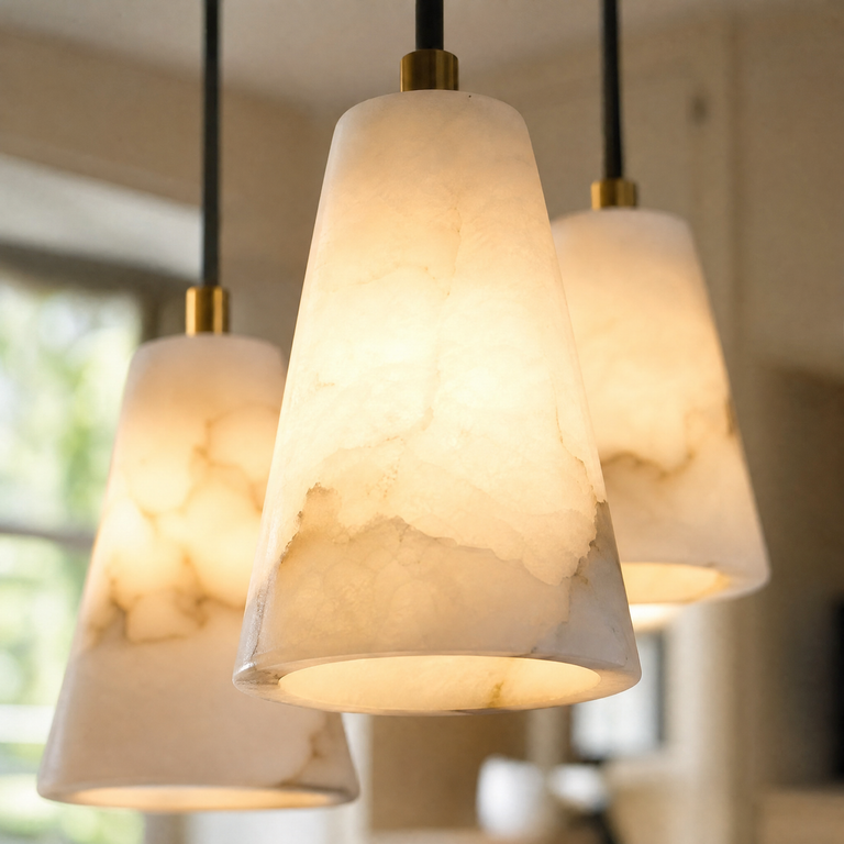 Cascata Alabaster Cone Pendant Chandelier by Dalmivik, product or room detail view
