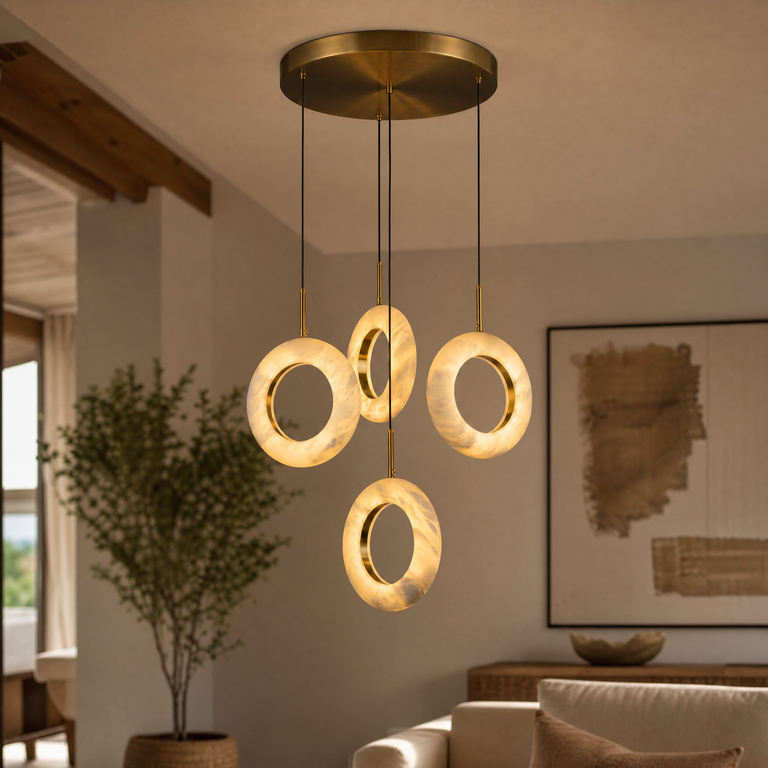 Cascata Cluster Alabaster Ring Chandelier by Dalmivik, product or room detail view
