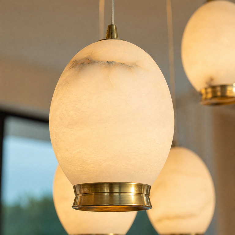Cascata Modern Alabaster Chandelier Lighting by Dalmivik, product or room detail view