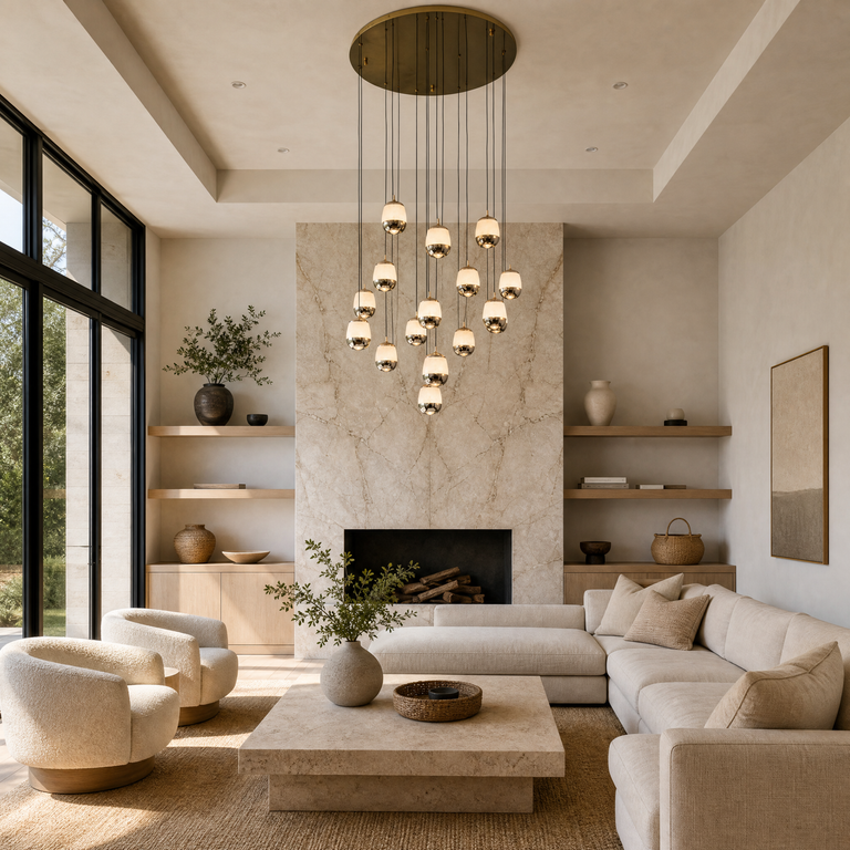 Cascata Modern Alabaster Cluster Pendant Light by Dalmivik, product or room detail view