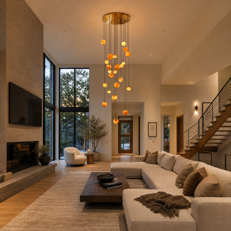 Cascata Planet Modern Cluster Chandelier 31.5" D by Dalmivik, product or room detail view