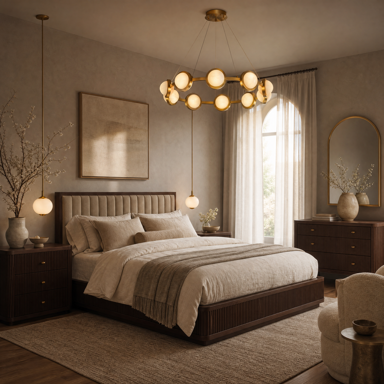 Catena Modern Alabaster Ring Chandelier by Dalmivik, product or room detail view