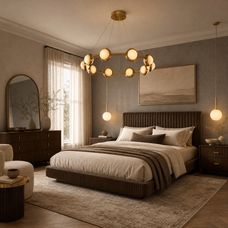 Catena Modern Alabaster Ring Chandelier by Dalmivik, product or room detail view